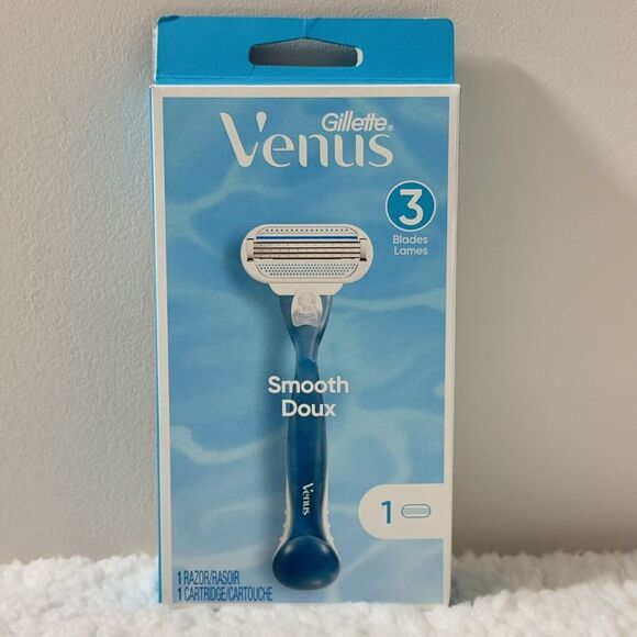 Gillette Venus Smooth Doux Women's 3 Blade Razor 1 Handle 1 Cartridge - Picture 1 of 2
